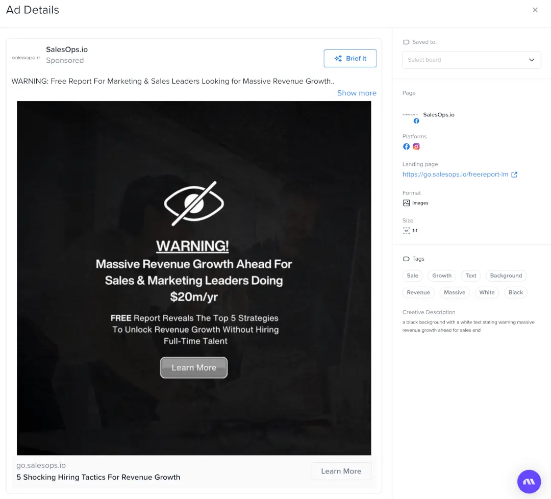 SalesOps ad copy example
