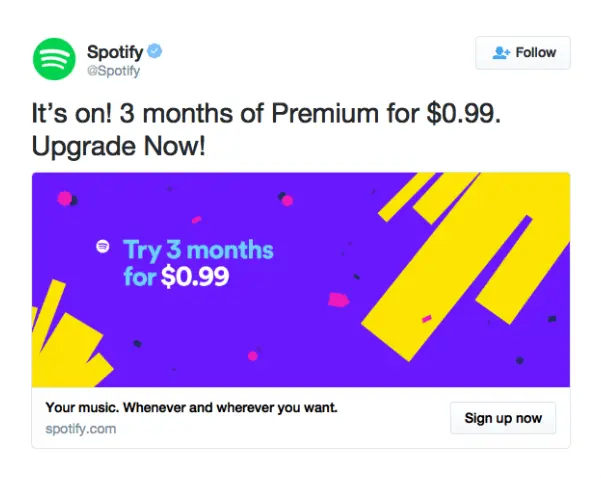 Spotify's ad by Twitter