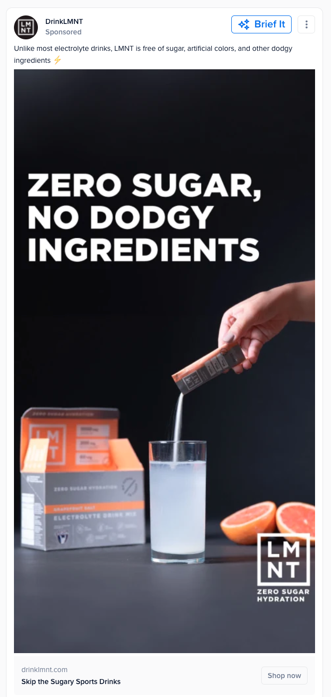 Drink LMNT Facebook ad creative