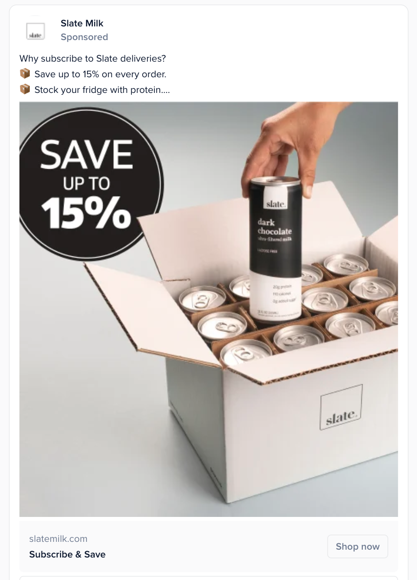 Social media ad with emojis in copy